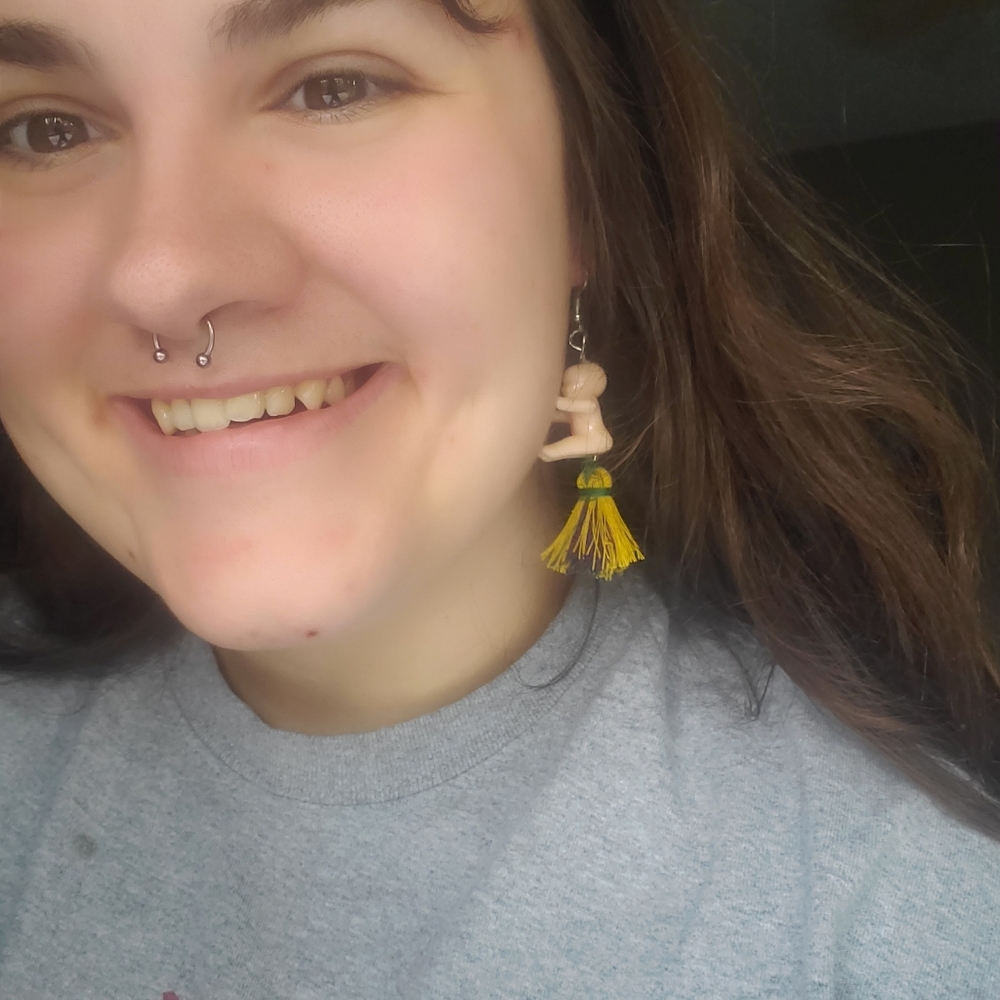 King cake earrings with tassels